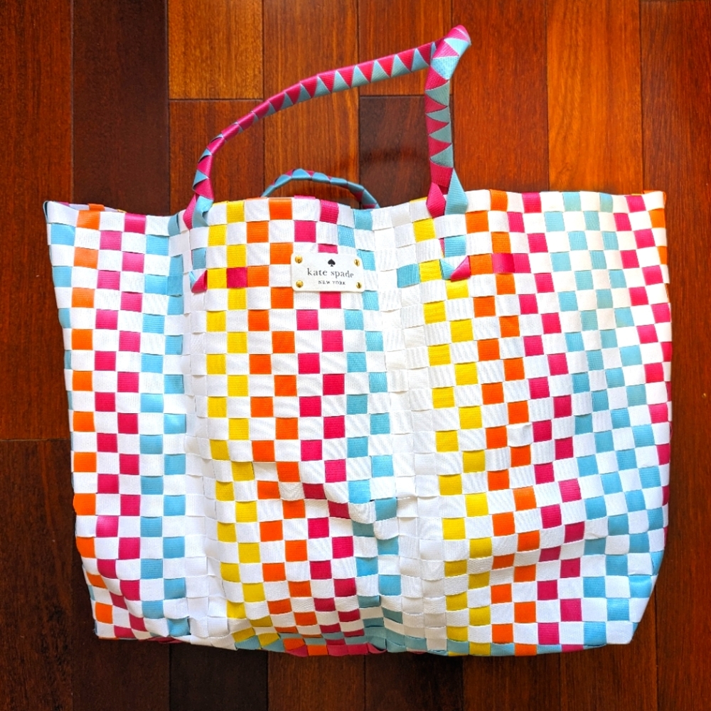 Kate Spade rainbow woven tote bag, brand new
